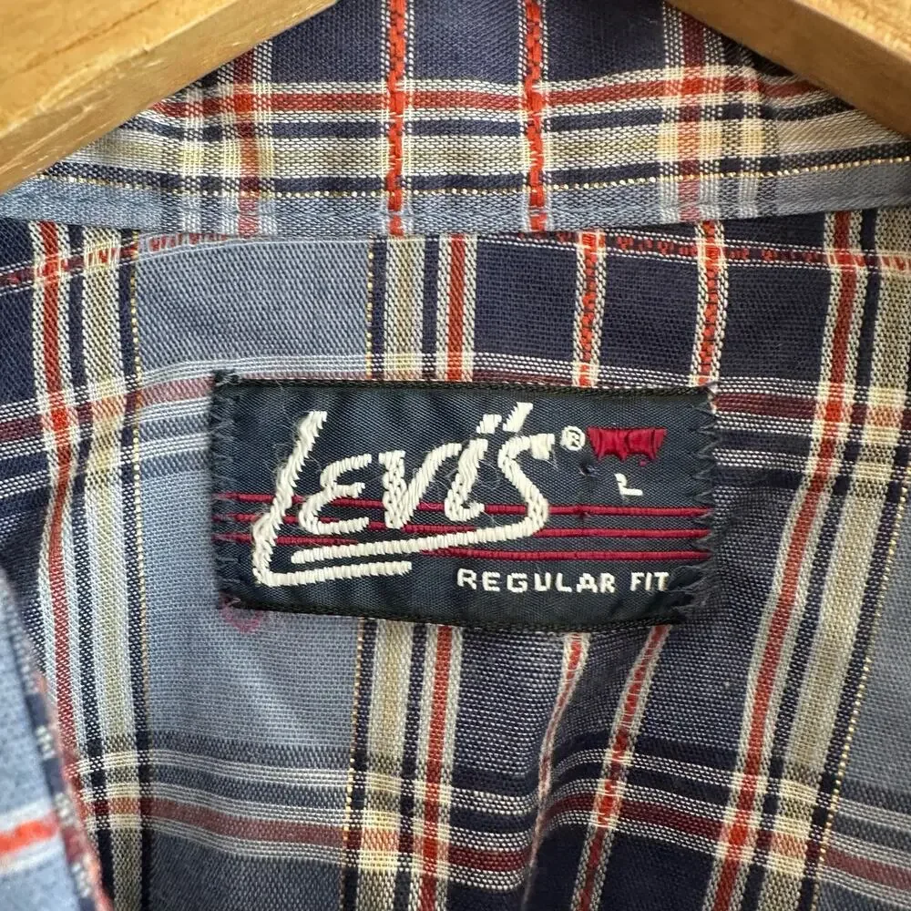 Levi's Vintage 80s Western Pearl Snap Plaid Shirt White tab L